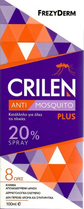 Frezyderm Crilen Anti-Mosquito Plus 20% Spray για όλες τις ηλικίες Προστασία από Κουνούπια 8 ώρες  100ml