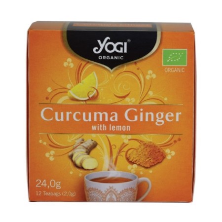 Yogi Organic Tea Curcuma Ginger With Lemon Τσάι Με Κουρκουμά, Τζίντζερ & Λεμόνι Για Ενέργεια & Τόνωση 12φακελάκια