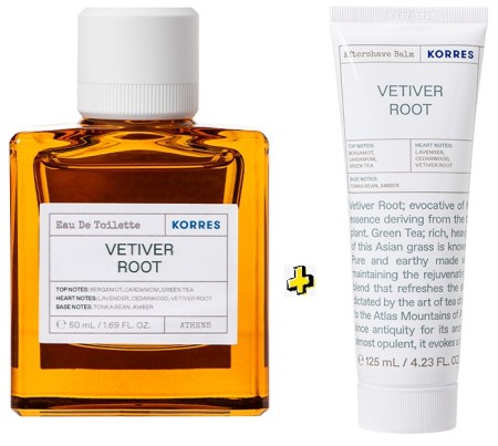 Promo Korres Vetiver Root Eau De Toilette Άρωμα 50ml & Aftershave Balm, Vetiver Root Γαλάκτωμα για Μετά το Ξύρισμα, 125 ml