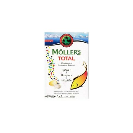 Mollers - Total Ολοκληρωμένο Συμπλήρωμα Διατροφής με 28caps Ω3 + 28tabs Βιταμίνες & Μέταλλα