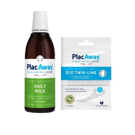 Plac Away Set Mouthwash Daily Mild 500ml + Δώρο Eco Twin-Line 30τμχ
