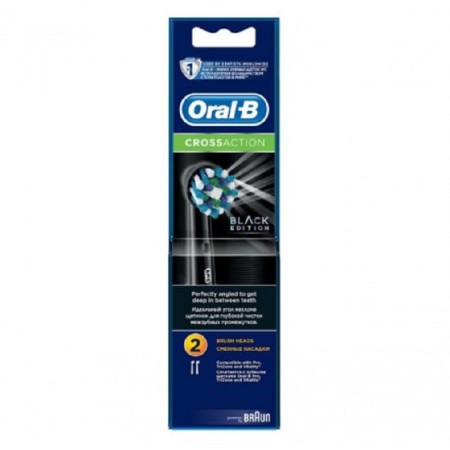 Oral B - Crossaction Black Κεφαλές Οδοντόβουρτσας Συσκευασία 2 Ανταλλακτικών Black Edition