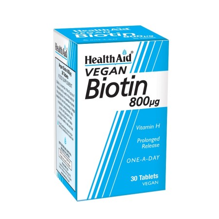 Health Aid Biotin 800μg, Δέρμα Μαλλιά & Καρδιαγγειακό 30tabs