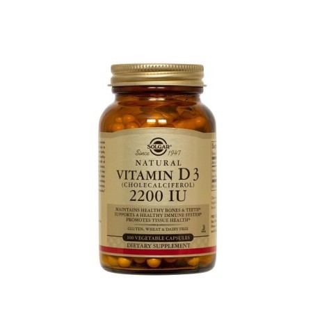 Solgar Vitamin D3 2200IU, Βιταμίνη D3 100 φυτικές κάψουλες