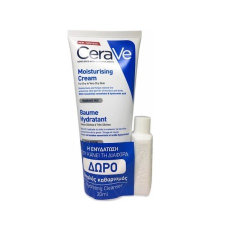 CeraVe Moisturizing Cream Ενυδατική Κρέμα 177ml + ΔΩΡΟ Hydrating Cleanser Κρέμα Καθαρισμού 20ml