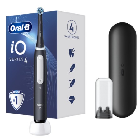 Oral-B IO Series 4 Ηλεκτρική Οδοντόβουρτσα με Χρονομετρητή, Αισθητήρα Πίεσης και Θήκη Ταξιδίου Black