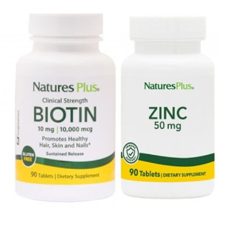 Natures Plus Promo Biotin 10000mcg 90 ταμπλέτες & Zinc 10mg 90 ταμπλέτες