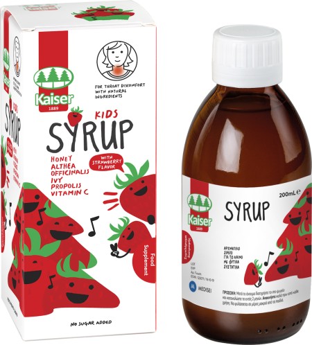 Kaiser - Kids Syrup Παιδικό Σιρόπι για το Λαιμό Φράουλα 200ml