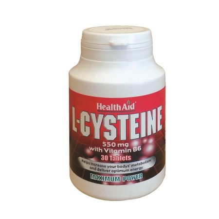 Health Aid L-Cysteine 550mg With Vitamin B6, Συμπλήρωμα Διατροφής Κυστεΐνης Με Βιταμίνη Β6 30tabs