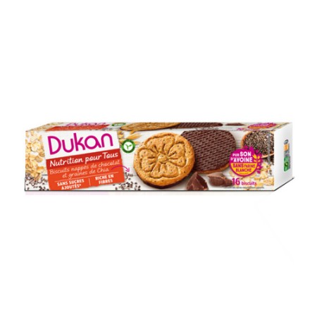 Dukan Μπισκότα βρώμης με επικάλυψη σοκολάτας και σπόρους Chia 150gr