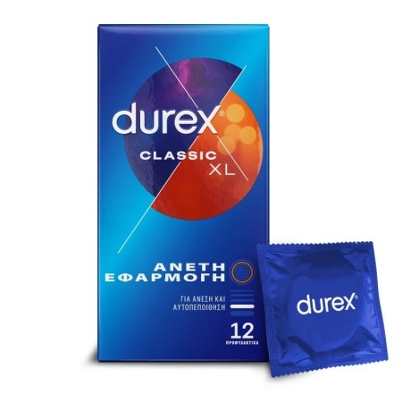 Durex Classic XL, Προφυλακτικά Extra Large για Μεγαλύτερη Άνεση 12τμχ