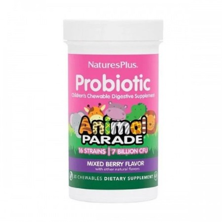 Natures Plus Animal Parade Probiotic Προβιοτικά για Παιδιά 30 μασώμενες ταμπλέτες Mixed Berry