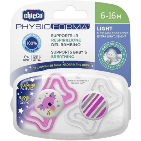 Chicco Πιπίλα Physio Light Σιλικόνης Νύχτας 6-16Μ 2τμχ