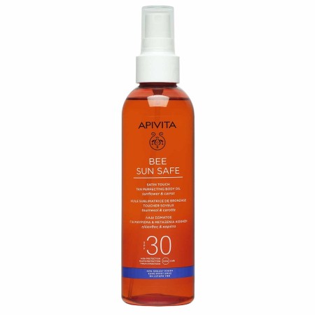 Apivita Bee Sun Safe Satin Touch Tan Perfecting Body Oil spf30 200ml