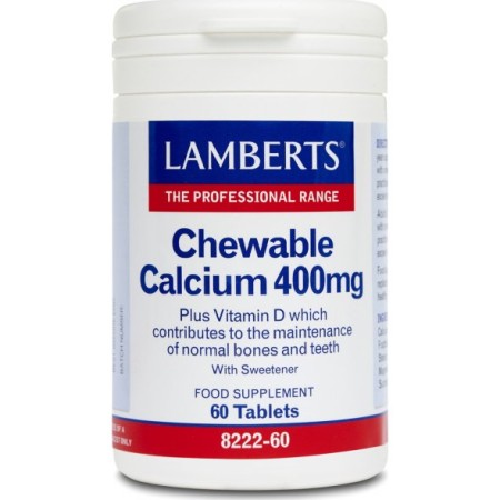 Lamberts Chewable Calcium 400mg, Ασβέστιο και Βιταμίνη D, 60 μασώμενες ταμπλέτες