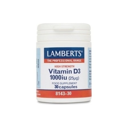 Lamberts Vitamin D3 1000iu (25mg) Συμπλήρωμα Διατροφής με Βιταμίνη D3, 30 caps  8143-30