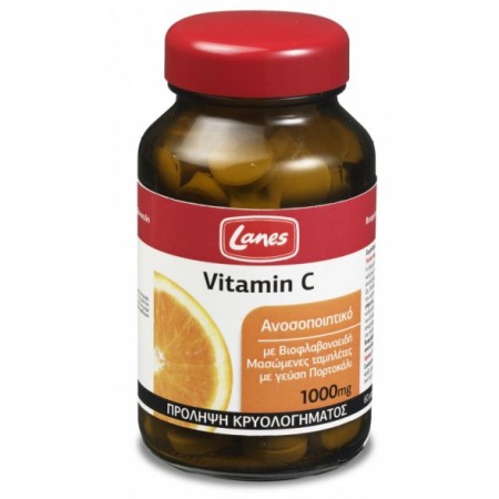 Lanes Vitamin C 1000mg, Βιταμίνη C ORANGE με Βιοφλαβονοειδή 60 μασώμενες ταμπλέτες