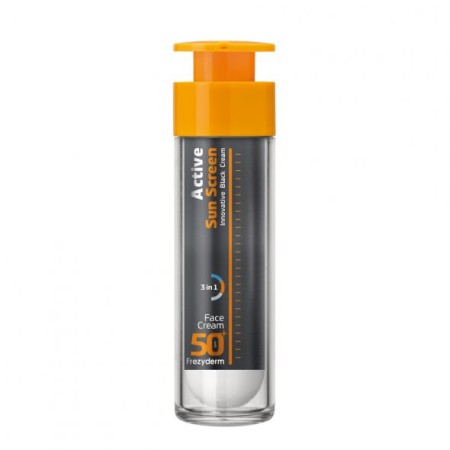 Frezyderm Active Sun Screen Innovative Black Cream SPF50, Αντιηλιακή Κρέμα Προσώπου Ενυδάτωσης και Αντιγήρανσης με Ειδική Μαύρη Χρώση 50ml