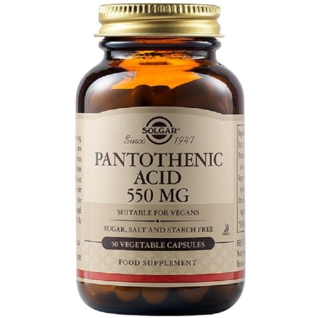 Solgar Pantothenic Acid 550mg, Παντοθενικό Οξύ για Αντιμετώπιση του Άγχους 50 φυτικές κάψουλες