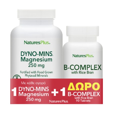 Natures Plus Dyno-Mins Magnesium 250mg 90 ταμπλέτες & B-Complex with Rice Bran 90 ταμπλέτες