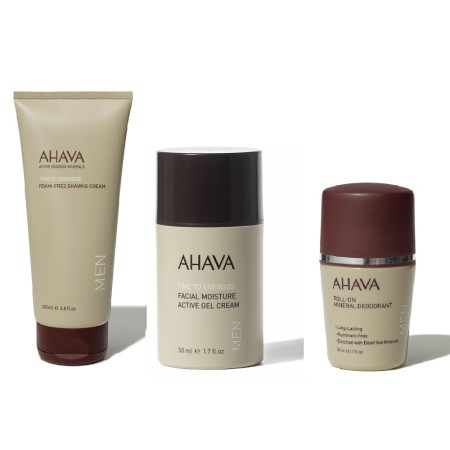 Ahava Gift Set for Men Shaving Cream 200ml & Moisture Gel Cream 50ml & Deodorant Roll-On 50ml