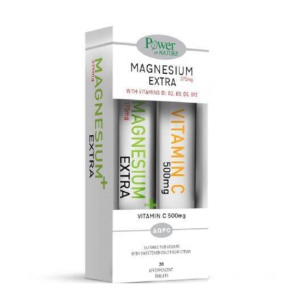 Power Health Magnesium Extra Stevia 375mg+Δωρο VIT C 500mg
