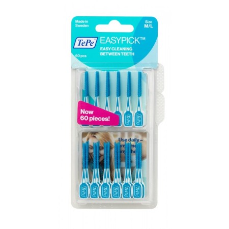 TePe Easy Pick M/L Ελαστικές Οδοντογλυφίδες (Μπλε) 60τμχ