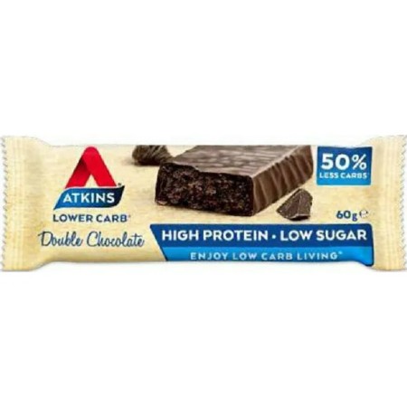 Atkins High Protein Double Chocolate Μπάρα Υψηλής Πρωτεΐνης με Διπλή Σοκολάτα 60gr