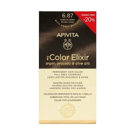 Apivita My Color Elixir 6.87, Βαφή Μαλλιών Ξανθό Σκούρο Περλέ Μπεζ 1τμχ (-20% Μειωμένη Αρχική Τιμή)