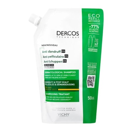 Vichy Dercos Anti dandruff DS Eco Refill Σαμπουάν Κατά της Πιτυρίδας για Ξηρά Μαλλιά 500ml