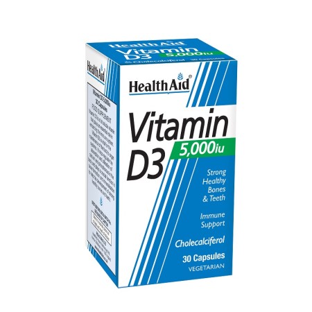 Health Aid Vitamin D3 5000iu, Υγεία οστών, Ενίσχυση Ανοσοποιητικού 30tabs