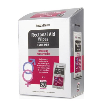 Frezyderm Rectanal Aid Wipes Extra Mild,Ατομικά Μαντηλάκια για Φροντίδα των Aιμορροΐδων & ραγάδων 20 φακελάκια
