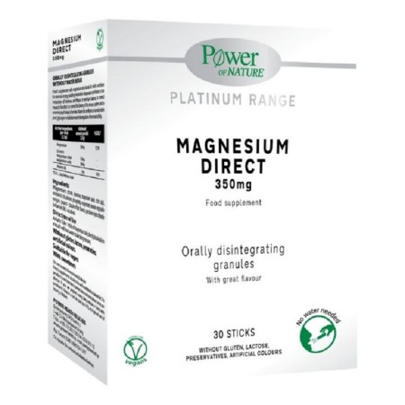 Power Of Nature Platinum Range Magnesium Direct 350mg, Μαγνήσιο σε Μορφή Κρυστάλλων 30 φακελάκια