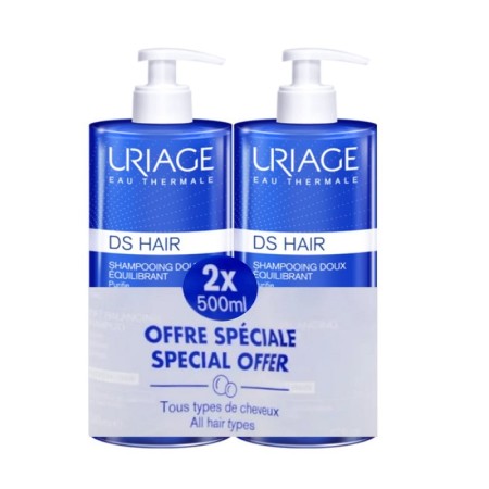 Uriage PROMO PACK DS Hair Balancing Shampoo - Σαμπουάν Καθημερινής Χρήσης Για Όλους Τους Τύπους Μαλλιών 2x500ml.