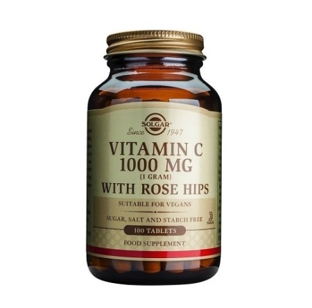 Solgar Vitamin C 1000mg with Rose Hips, Βιταμίνη C για Ενίσχυση του Ανοσοποιητικού 100 ταμπλέτες