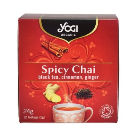 Yogi Organic Tea Spicy Chai Μαύρο Τσάι, Κανέλα & Τζίντζερ 12φακελάκια