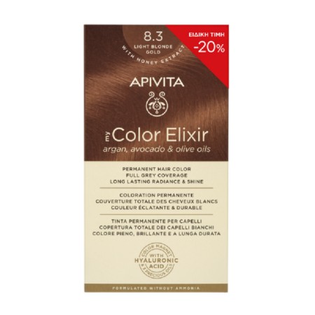 Apivita My Color Elixir 8.3 Βαφή Μαλλιών  Ξανθό Ανοιχτό Χρυσό 125ml (-20% Μειωμένη Αρχική Τιμή)