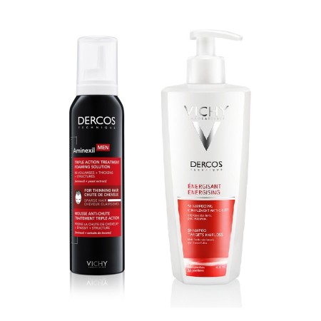 Vichy Gift Set Dercos Aminexil Men Triple Action Foaming Solution 150ml & Energizing Shampoo 400ml