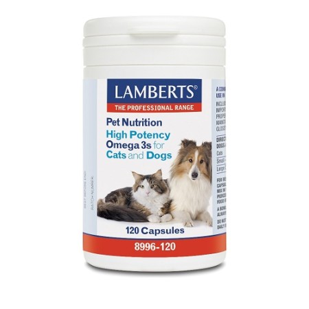 Lamberts Pet Nutrition High Potency Omega 3s Cats & Dogs, Συμπλήρωμα Διατροφής για Σκύλους και Γάτες με Ω3 120 κάψουλες