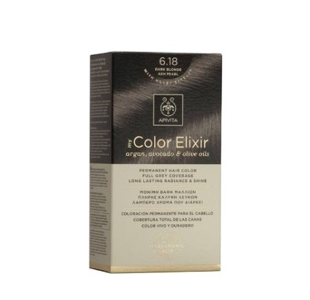Apivita My Color Elixir 6.18, Βαφή Μαλλιών Ξανθό Σκούρο Σαντρέ Περλέ 1τμχ