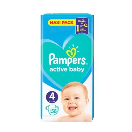 Pampers Βρεφικές Πάνες Active Baby Maxi Pack No4 (9-14kg) 58τμχ