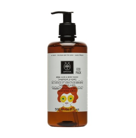 Apivita Eco Pack Kids Hair & Body Wash, Παιδικό Σαμπουάν & Αφρόλουτρο Μανταρίνι Μέλι 500ml