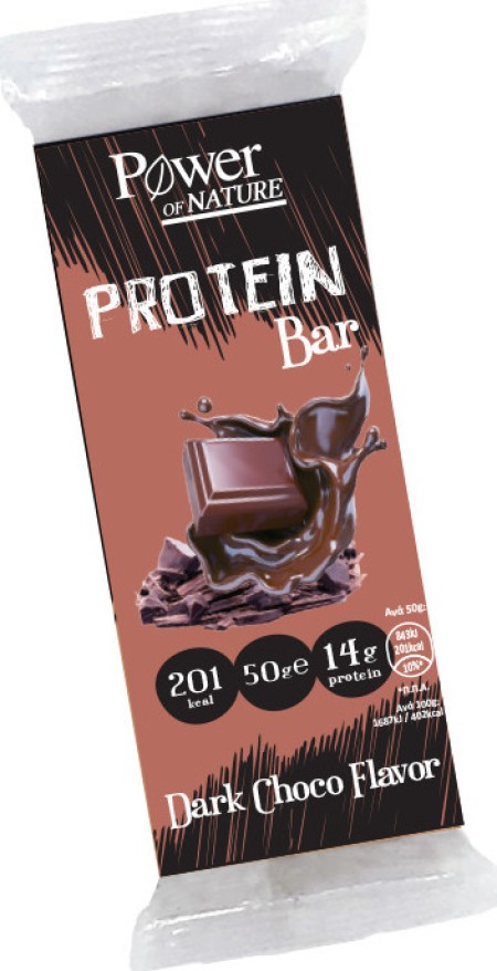 Power of Nature Protein Bar Dark Choco Flavor, Μπάρα με 14% περιεκτικότητα σε πρωτεϊνη 201 Kcal 50gr