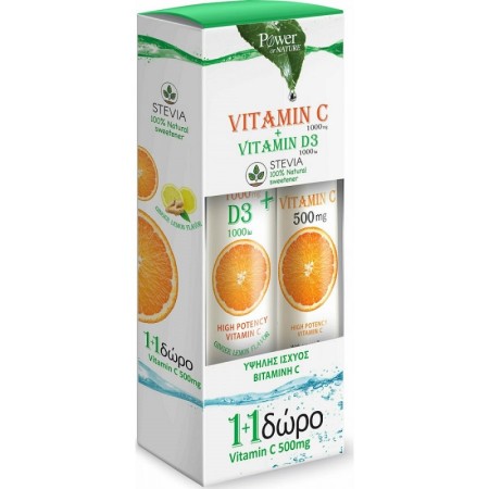 Power Health Vitamin C 1000mg+D3 1000IU με Στέβια 24 αναβράζοντα δισκία
