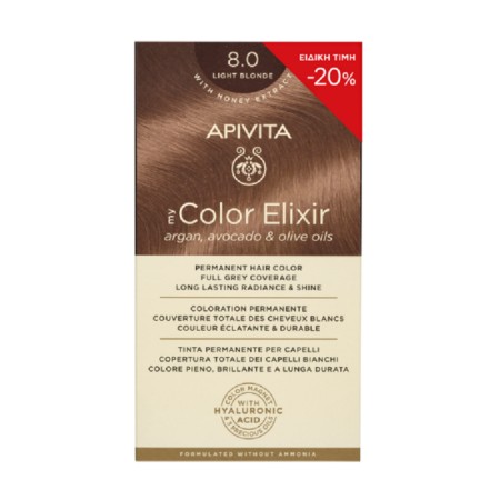 Apivita My Color Elixir 8.0, Βαφή Μαλλιών Ξανθό Ανοιχτό 1τμχ (-20% Μειωμένη Αρχική Τιμή)