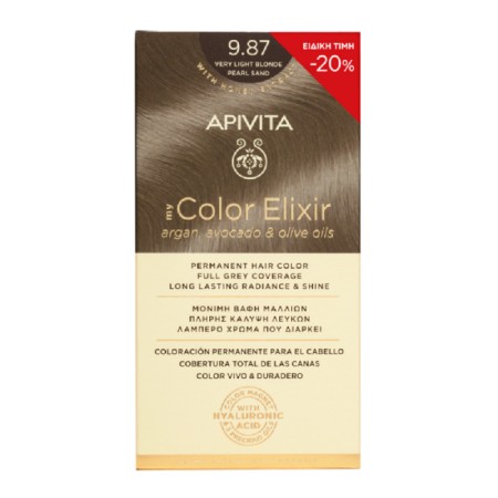 Apivita My Color Elixir 9.87, Βαφή Μαλλιών Ξανθό Πολύ Ανοιχτό Περλέ Μπεζ 1τμχ -20%