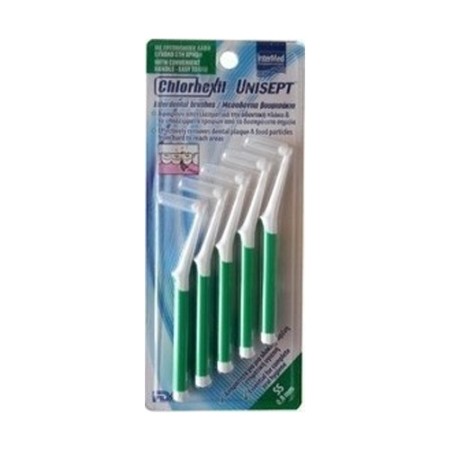 Intermed Chlorhexil Interdental Brushes Μεσοδόντια Βουρτσάκια SS 0.8mm (Πράσινο) 5τμχ