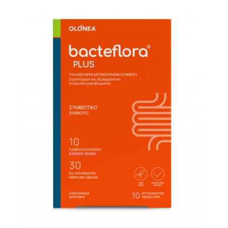 BacteFlora Plus Συνδυασμός υψηλής συγκέντρωσης Προβιοτικών ευρέως φάσματος & Πρεβιοτικού, 10 vcaps