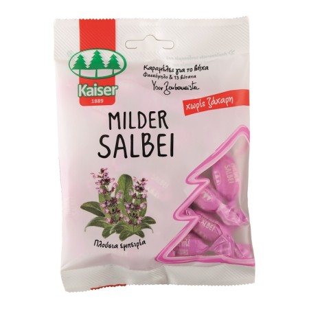 Kaiser Milder Salbei καραμέλες λαιμού με Φασκόμηλο & 13 Βότανα ( Χωρίς Ζάχαρη )60gr