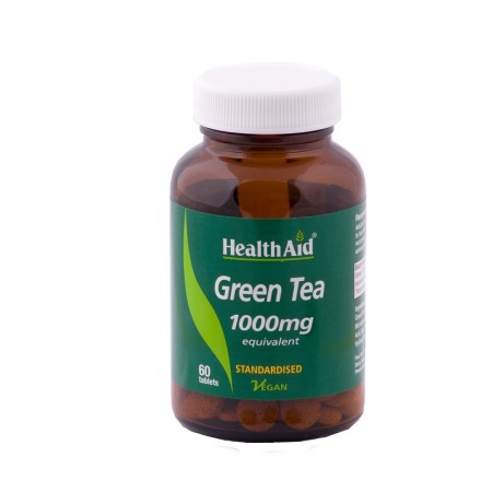 Health Aid Green Tea 1000mg, Πράσινο Τσάι με Αντιοξειδωτικά συστατικά για Αύξηση του Μεταβολισμού 60 Caps